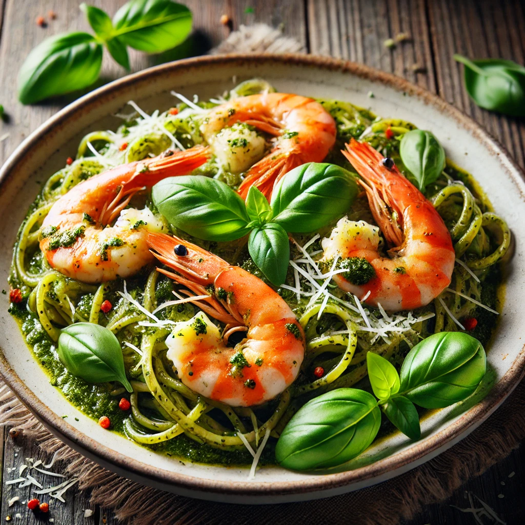 Linguine Al Pesto Genovese e Gamberi: A Receita Italiana que Vai Surpreender Você